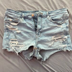 American Eagle Outfitters Ripped Light Blue Jean Shorts